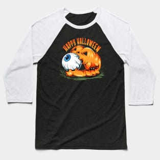 halloween pumpkin with cute eyeball its mouth artwork Baseball T-Shirt